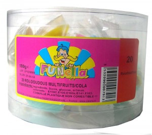 Roudoudous (coquillages) Multi fruits/cola - 20 pices emballes individuellement - 180g