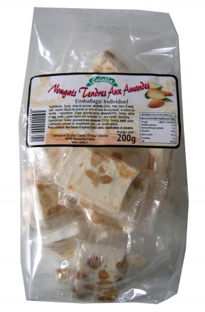 Nougat aux amandes en sachet - emballage individuel - 200g